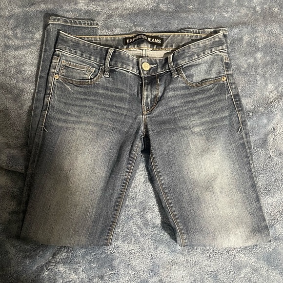 Express Gray Skinny Jeans with Modern Distressing - Picture 1 of 5